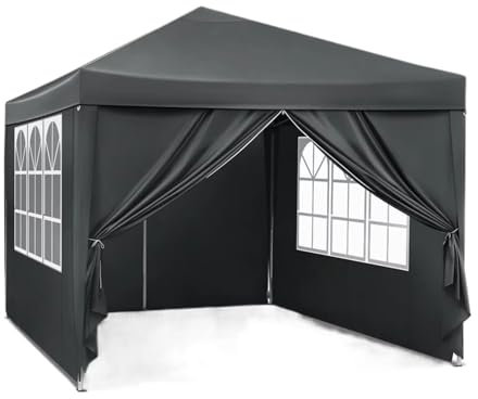 VNSMM Tettoie per Auto Tenda da Campeggio Pieghevole 3x3m da Giardino con Protezione Solare UV Impermeabile con Borsa per Il Trasporto, Parasole Tendone Garage(Anthracite)