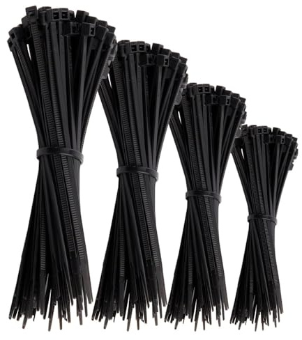 Offgridtec fascette fermacavo Nylon 66, resistenti a UV e agenti atmosferici, con tripli denti di bloccaggio, carico 18 kg, per fai da te, officina e ufficio, 100/150/200/300 mm (400 pezzi, nero)