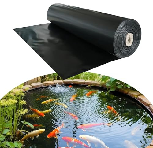 Kgfvesdc Lona de Revestimiento para estanques de Exterior, Revestimiento de Estanque Negro 2×2m, Lona Estanque Exterior Lámina Estanque, para estanques pequeños, estanques de Peces, Fuente de jardín
