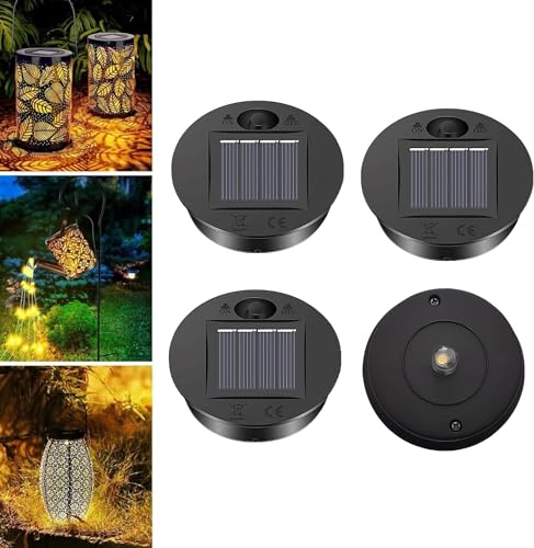 4 Stück Solarleuchten Ersatzteile, 7cm Solarleuchten Ersatz Mit Warmes Licht LED, IP55 Wasserdicht Solarlampen Für Außen, Einfache Installation Ersatz Solarmodul Für Gartenleuchte