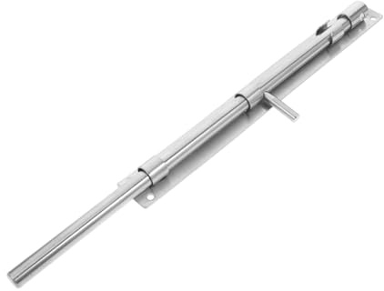 SHINEOFI Verrou De Porte En Acier Inoxydable Renforcé 46cm Serrure à Pêne Coulissant Verrou à Barillet Sécurité Renforcée Utilisation Intérieure/extérieure 1 Pièce