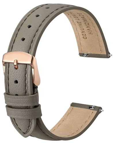 Anbeer Flat Thin Elegantes Echtes Leder Uhrenarmband, Schnellverschluss Ersatz Uhrenarmband für Frauen, Mehrere Größenauswahl