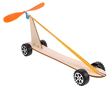 Milisten Wooden Wind Turbine Teaching Aids Science Experiment Toy Diy Assembly Car Model Educational Plaything for Boys and Girls Learning