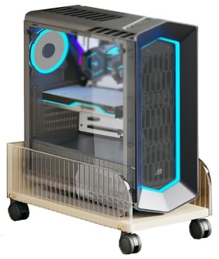 Soporte PC Bajo Mesa Soporte de torre for PC, soporte acrílico for CPU debajo del escritorio con ruedas giratorias, soporte for PC for piso, soporte for CPU que se adapta a la mayoría de las PC for ju