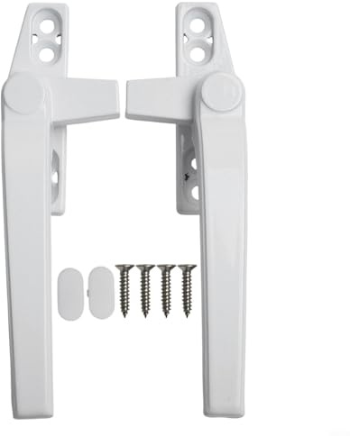 babominimer Lot de 2 poignées de fenêtre avec sécurité améliorée - Kit de quincaillerie pour portes et fenêtres (blanc)