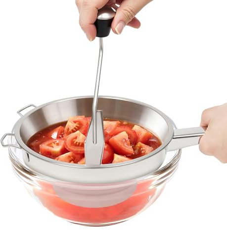 Moulin à Légumes Manuel Avec Poignée Moulin à Aliments en Acier Inoxydable Avec 3 Disques Abrasifs,Pour Sauce Tomate, Purée de Pommes de Terre, Gelée, Confiture