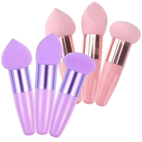 MOTHNUR 6pcs Makeup Sponge Brush Soft Mushroom Blending Foundation Powder Puff for Natural Finish and Portable Beauty Tools for All Cosmetics