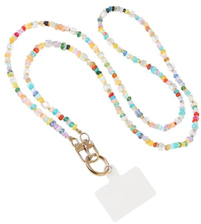 JYNXOR Handykette Universal, Handy Umhängeband, Handykette Bunt Zum Umhängen, Handy-Schnur Perlen Mit 1 Patch, Anti-Verlust Draht Naturstein-Anhänger, Kompatibel Mit Smartphones Für Frauen Und Mädchen