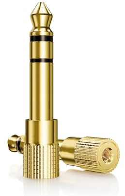 Dunamis 1 x Headphone Jack Adapter, Gold Plated Headphone Adapter 6.35mm (1/4 inch) Male to 3.5mm (1/8 inch) Female Audio Plug, Aux Jack Converter for Electric Keyboard, Speaker (1)