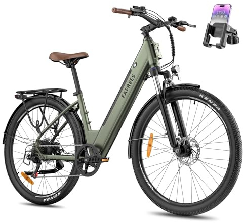 Fafrees F28 PRO Electric Bike for Adults, 16Ah Long-Range Battery, 27.5 Step-Through City E-Bike 250W Motor, 7-Speed Commuter Electric Bicycle, Suspension Fork