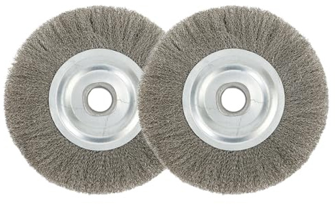 CashMuch Spazzola per smerigliatrice da banco, in acciaio inox, 12,7 cm, foro da 16 mm, diametro 125 mm, confezione da 2, strumento abrasivo per sbavatura e lucidatura di metalli