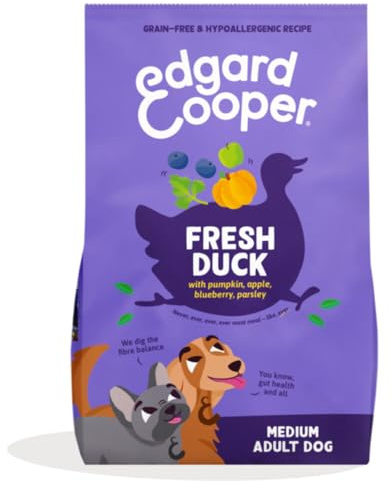 Edgard & Cooper Spannmålsfritt torrfoder för vuxna medelstora hundar (2,5 kg), färsk anka, balanserad fiber för hälsosam matsmältning, allergivänligt recept, aldrig köttmjöl