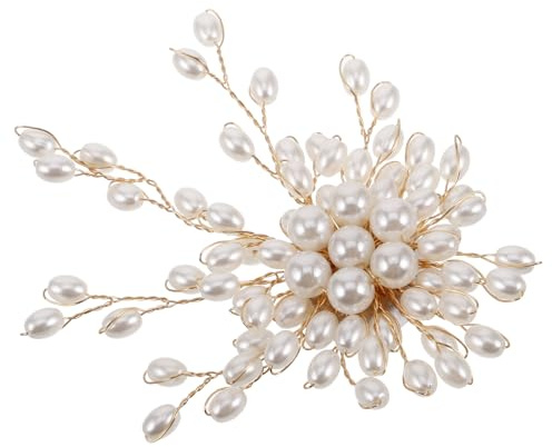 FOMIYES Spilla con Perle, Design Floreale con Dettagli in Strass di Cristallo E Finitura Color Oro - Perfetta per Matrimoni, Feste, Abiti da Ballo, Cappotti