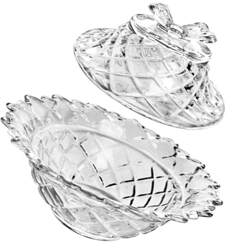 NULYLU Cuenco de Vidrio Transparente para Postres y Aperitivos, Doble Asa Tapa, Tazón para Cocina y Cereales, Recipiente Hermético para Servir en Hogar y Fiestas, 1 Pieza