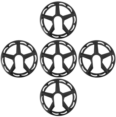 UKCOCO 5pcs Bicycle Crankset Chain Guard Cover 42t 4-bolt Black Plastic Chainring Protector for Mountain Bike Gear Protection and Anti-theft Use