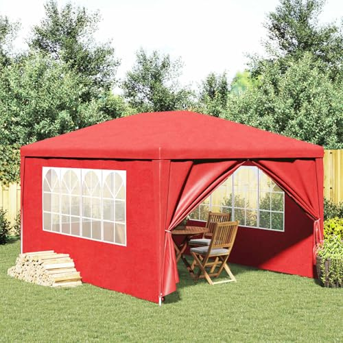 Mokuyary Tenda da festa 400 x 300 x 255 cm Rosso PE e acciaio Tenda di ricezione, Gazebo Gazebo Gazebo Padiglione per Campeggio, Eventi, Terrazze e Festivals-A2