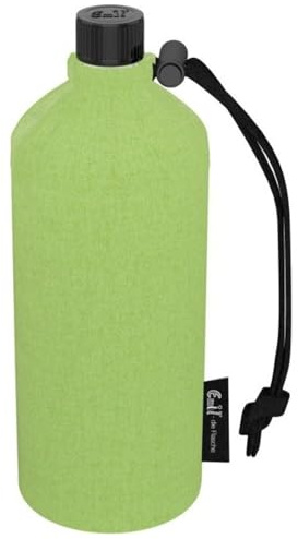 Emil Trinkflasche aus Glas für Mädchen & Jungen isolierte Glasflasche für Schule, Freizeit, Sport: Kinder & Eltern BIO Grün 0,6l
