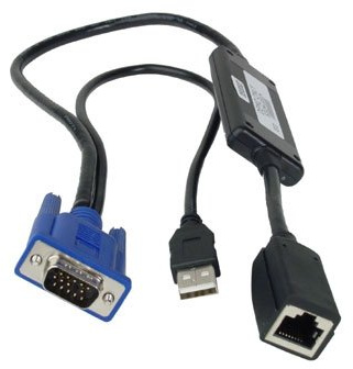 Dell 470-10954 1x USB-A M, 1x 15-pin HD D-Sub M RJ-45 FM Azul, Negro adaptador de cable