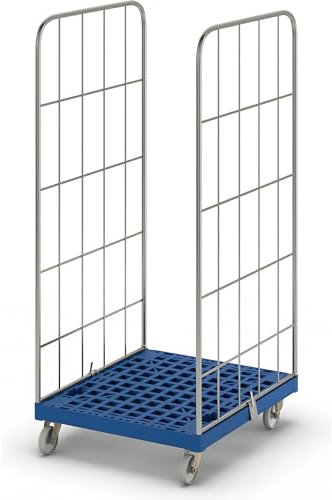 kaiserkraft | Rollbehälter MODULAR | Kunststoff-Rollplatte | Gitter 2-seitig | Platte dunkelblau