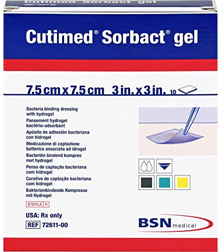 Cutimed Sorbact Gel bakterienbindende Kompresse 7,5 cm x 7,5 cm, 10 St. Kompressen