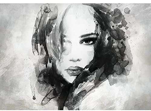 Runa Art Papier peint intissé 396 x 280 cm peintures de femmes | Toison Décoration Murale Salon Chambre á Coucherr | Fabrication Allemande | Noir et blanc 9493012c