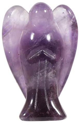 Nupuyai Amethyst Schutzengel Figur Handschmeichler Engel Glücksbringer | Handschmeichler Engel Heilstein, Edelstein Schutzengel Figur Deko, Taschenengel, Talisman Glücksengel Geschenk für Frauen