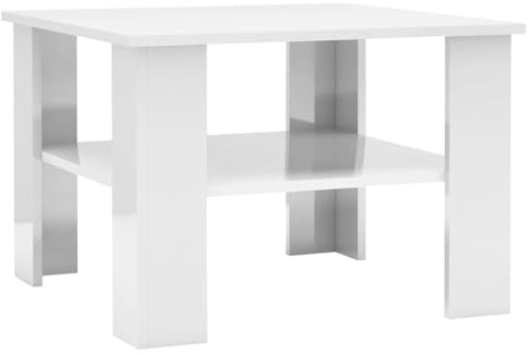 vidaXL Couchtisch 1 Ablagefach Beistelltisch Wohnzimmertisch Kaffeetisch Sofatisch Tisch Telefontisch Hochglanz-Weiß 60x60x42cm Holzwerkstoff