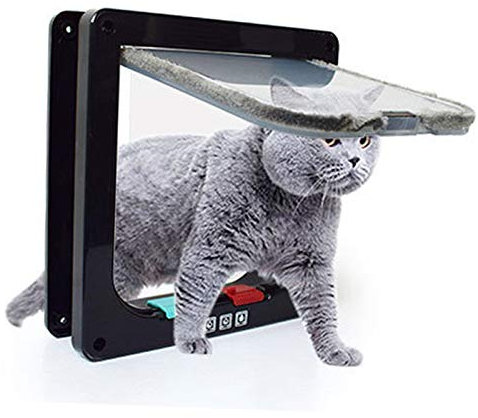 Porta per Gatti HUA Gattaiola/Porta per Animali Domestici Facile da Installare, con Chiusura A 4 Vie, Porta A Ribalta Magnetica Trasparente per Porte E Finestre Scorrevoli in Metallo in Vetro, M