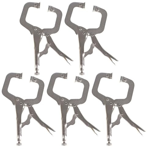 findmall 5Pcs 6 Inch Locking C Clamps with Swivel Pads Heavy Duty C-Type Locking Plier Table and Tool Vise Grip for Shop Home Farm and Automotive DIY Woodworking Welding Cabinetry Pocket Hole Joinery