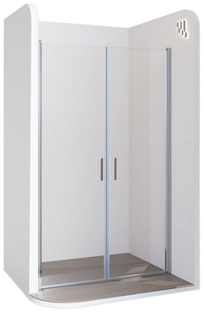 Moments of Glass Mampara de ducha 85x190 cm rango de ajuste de 85-88 cm, altura: 190 cm, vidrio de seguridad ESG con nano transparente de 6 mm con perfiles de aluminio - AC