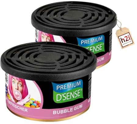 h2i Premium Duftdose | bubble gum | 2 Stück | Auto Lufterfrischer und Duftspender für Camping, Büro & Zuhause | 60 Tage frischer Duft mit Mengenregulierung | passt in Getränkehalter | mit h2i Sticker