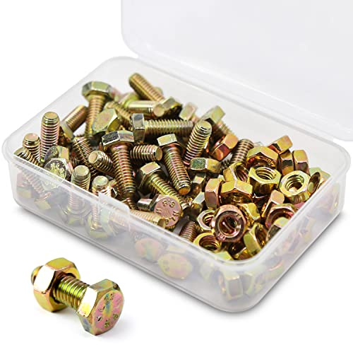 (40 Ensemble) M6 x 10mm Boulons et écrous,à six pans de Coin Extérieur Vis Hexagonale,8.8 Acier galvanisé de qualité