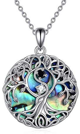 YFN Baum des Lebens Halskette Sterling Silber Keltischen Lebensbaum Anhänger Schmuck Geschenke für Damen Herren Mädchen