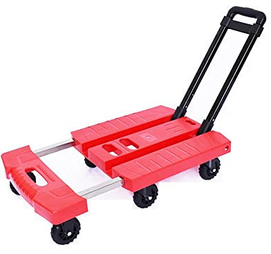 Carrello da trasporto Pieghevole a mano camion 6 ruote piccolo carrello carrello con maniglia allungabile for home ufficio bagaglio da viaggio in movimento 330lbs capacità di peso Carrellino con piana