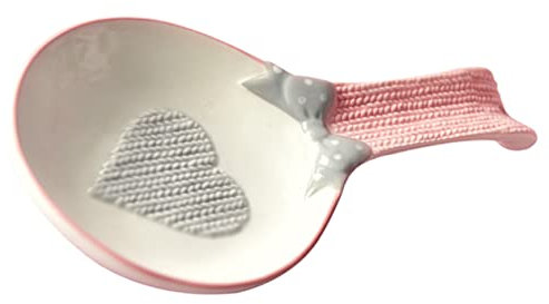 YARNOW Porta Cucchiaio in Ceramica Rosa Compatto Poggiamestolo Decorativo Resistente Per Uso Quotidiano Supporto Posate Per Cucina e Tavola Elegante