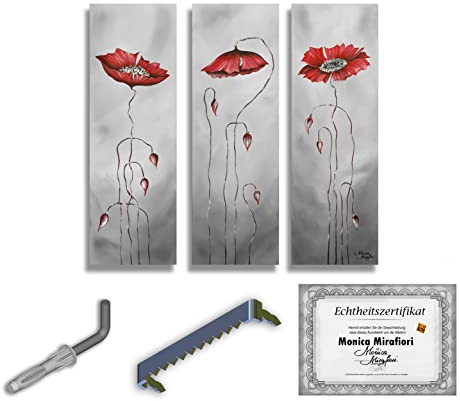 Monica Mirafiori I 100% HANDGEMALT I Gemälde Poppy I 90x90cm | Gemälde Handgemalt | Acrylgemälde | Sehr Großes Acrylbild I Moderne Kunst I Kunstbilder