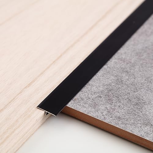 Gaahing Aluminium-T-Leiste für Bodenübergang, T-Leiste für Laminatdielen, Vinylbodenübergang, Gummiübergang (3 Stück x 0,9 m x 2 cm, Mattschwarz)