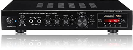 KOZWAY Amplificatore Stereo per Auto Amplificatore Digitale Bluetooth 2000W Stereo LED USB AV Power Surround Amplificatore ad Alta risoluzione Lettore Subwoofer