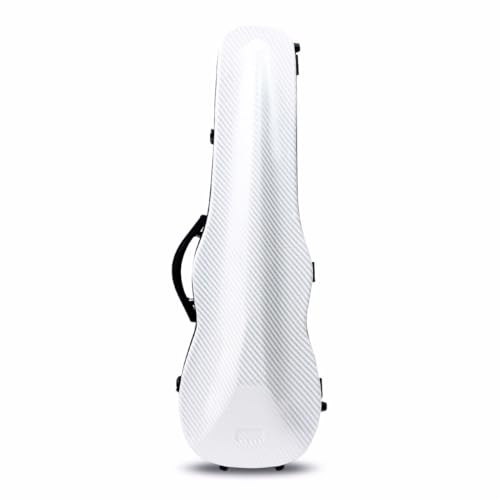 WUQIMUSC Estuche para violín 4/4 de fibra de vidrio de carbono de tamaño completo, carcasa dura, resistente al agua, fundas de viaje para violín con correas traseras (blanco)