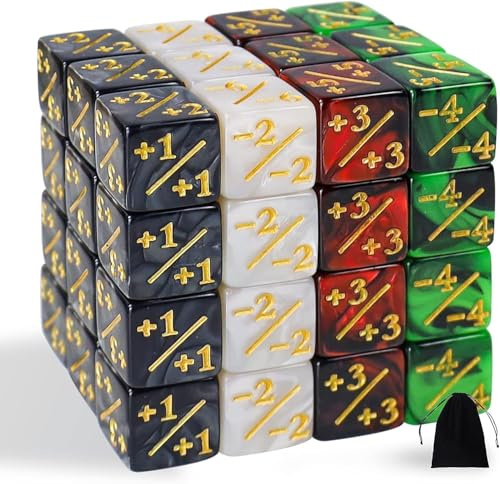 48 Stück MTG Würfelzähler, +1/+6 & -1/-6 Zähler, D6 Würfel MTG-Dice Set | Token Würfel D6-Würfel, Loyalität Würfel mit Aufbewahrungsbeuteln, Kompatibel mit MTG, CCG, Kartenspiel Zubehör,