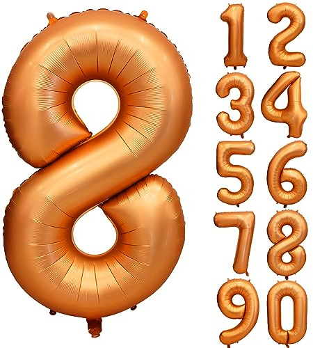 Orange Geburtstag Ballon Zahl 8 Große Orange Zahlen luftballon 8 | 40 Zoll Orange Folienballon Helium Luftballon 8 Hochzeit Jubiläum Geburtstagsdeko Mädchen Jungen Happy Birthday Party Deko