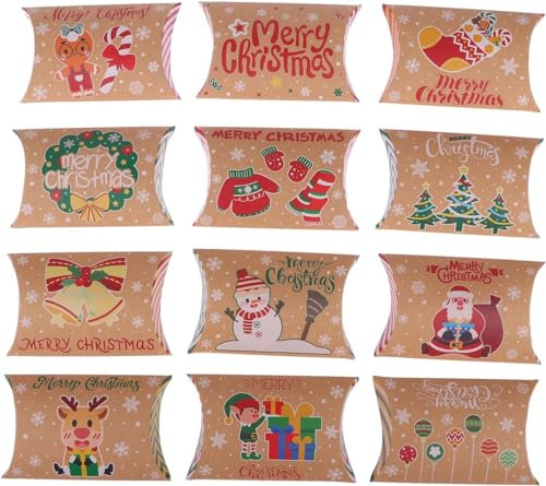 12 Stück Kraftpapier klein Geschenkschachtel Weihnachten Geschenkbox Klein Geshenkverpackung von Weinachten Box Xmas Geschenkkarton für Christmas Weihnachten Party Geschenk Verpackungen