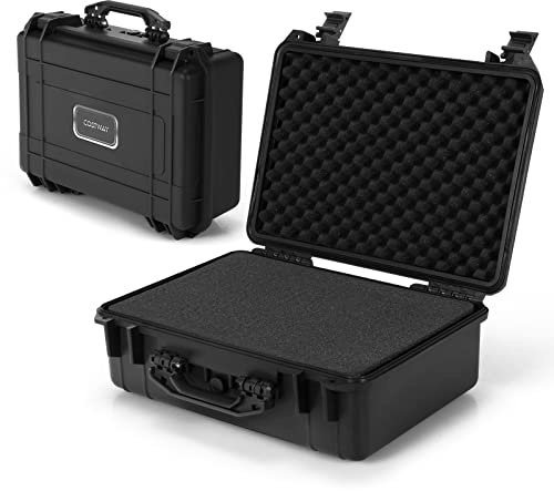 COSTWAY Valise Étanche pour Appareil Photo, Coffret de Protection Universel 47 x 37 x 18 cm, avec Insert en Mousse, Étui Rigide Étanche Portable pour Électronique Drone Caméra (18 Pouces)