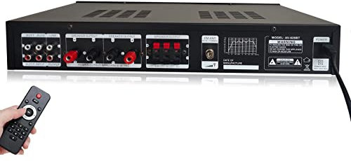 czyuRachel Amplificateur stéréo - Mini amplificateur audio stéréo Bluetooth - Affichage LED 600 W - 5 canaux - Amplificateur numérique complet et télécommande - Prise en charge FM / AM - Pour le