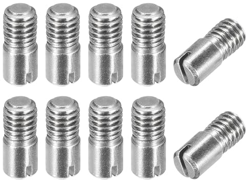 sourcing map 10 Stück M6 x 14mm Geschlitzter Zylinderstift | 304 Edelstahl mit Außengewinde zur Positionierung von Möbeln und Schränken