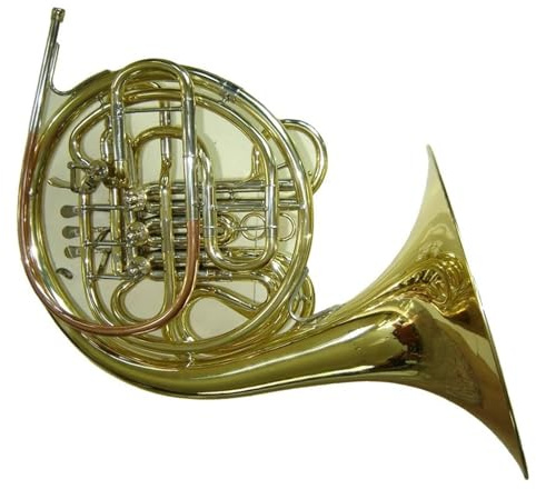 Goldlack Messing Mundrohr Kupfernickel Stimmrohr 4-Tasten Doppel Waldhorn