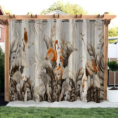 buyluhn Tropischr Dschungel Outdoorvorhänge Wetterfest Tier Outdoor Vorhänge Wasserdicht Balkon Vorhang Außen 2er Set Outdoor Vorhang mit Ösen Outdoor Gardinen für Pavillon Terrasse, 213x213cm