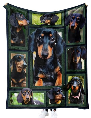 MUNOOR Dackel Kuscheldecken 150x200 cm Weich Flanelldecke Wohndecke Geschenke für Kinder Erwachsene, 3D Tiere Haustiere Hunde Decke Sofadecke Couchdecke Tagesdecke