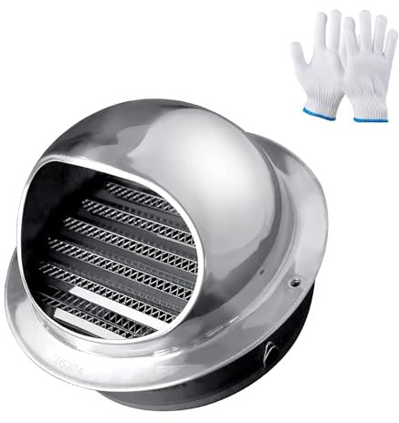 Rejilla de escape redonda de acero inoxidable grande con rejilla de ventilación, cubierta de ventilación para secadora con malla fina, toma de pared para HVACVentilación Armario Armario Ventilaci
