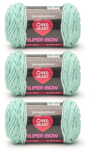 Rött hjärta superglöd spektralt havsskumgarn – 3-pack med 50 g – 100% polyester – #4 kamgarn (medium) – 50 meter – stickning/virkning